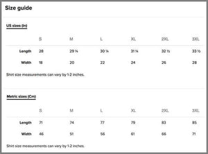 Tshirt Sizing Guide