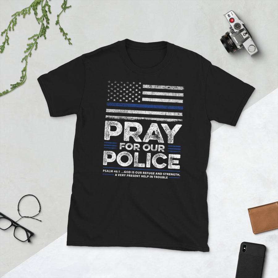 Back The Blue USA Flag Blue Line Pray For Police Officer - Unisex T-Shirt
