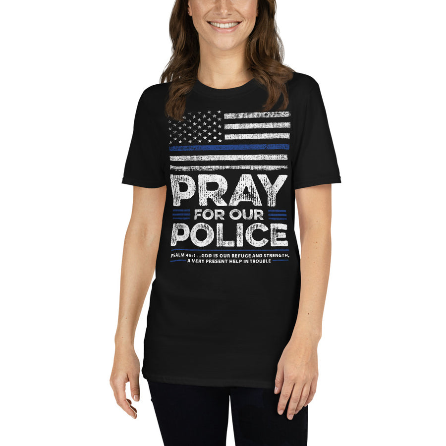 Back The Blue USA Flag Blue Line Pray For Police Officer - Unisex T-Shirt
