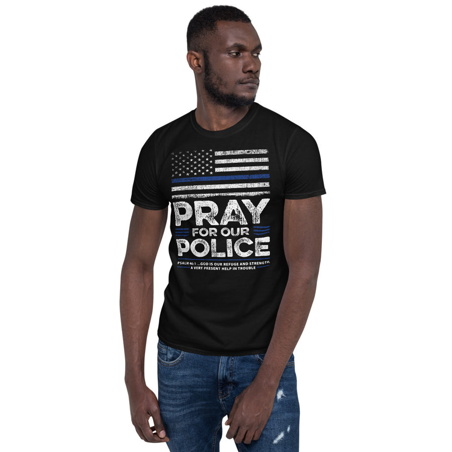 Back The Blue USA Flag Blue Line Pray For Police Officer - Unisex T-Shirt