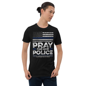 Back The Blue USA Flag Blue Line Pray For Police Officer - Unisex T-Shirt