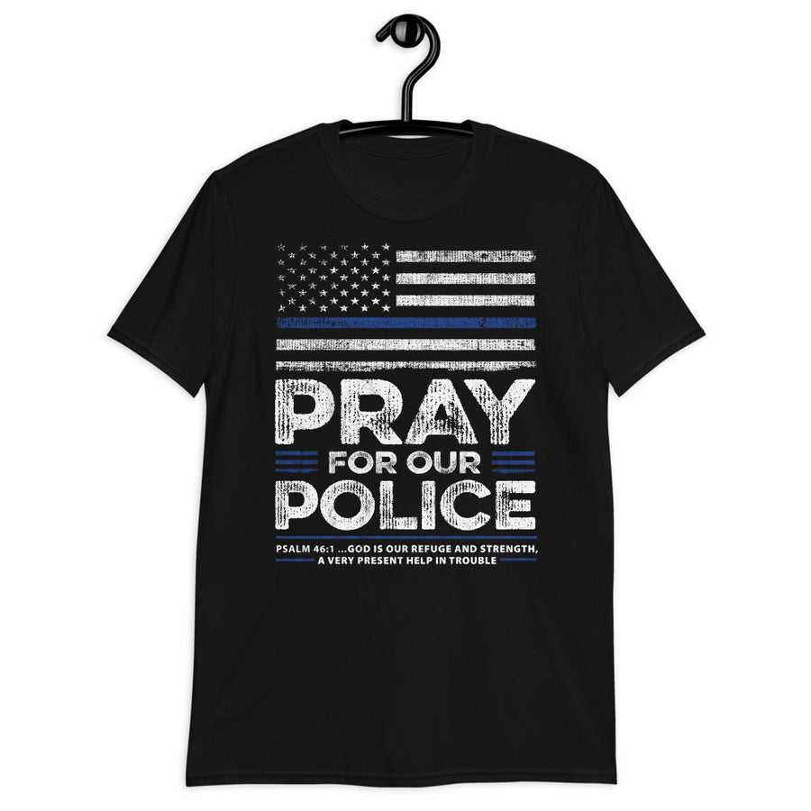 Back The Blue USA Flag Blue Line Pray For Police Officer - Unisex T-Shirt