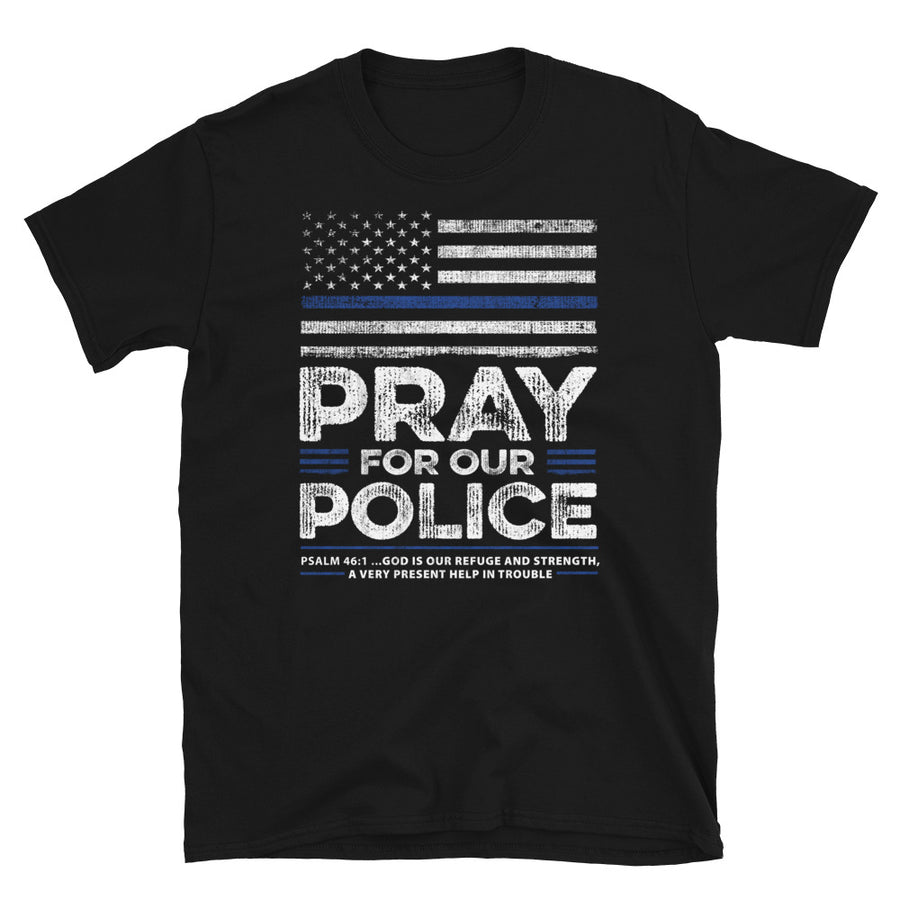 Back The Blue USA Flag Blue Line Pray For Police Officer - Unisex T-Shirt